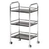 Fuji Boeki Kitchen Cart, 3-Tier, 40cm Wide X 32cm Deep X 74.5cm High, Black, Steel, with Casters, Assembly Required, 93396