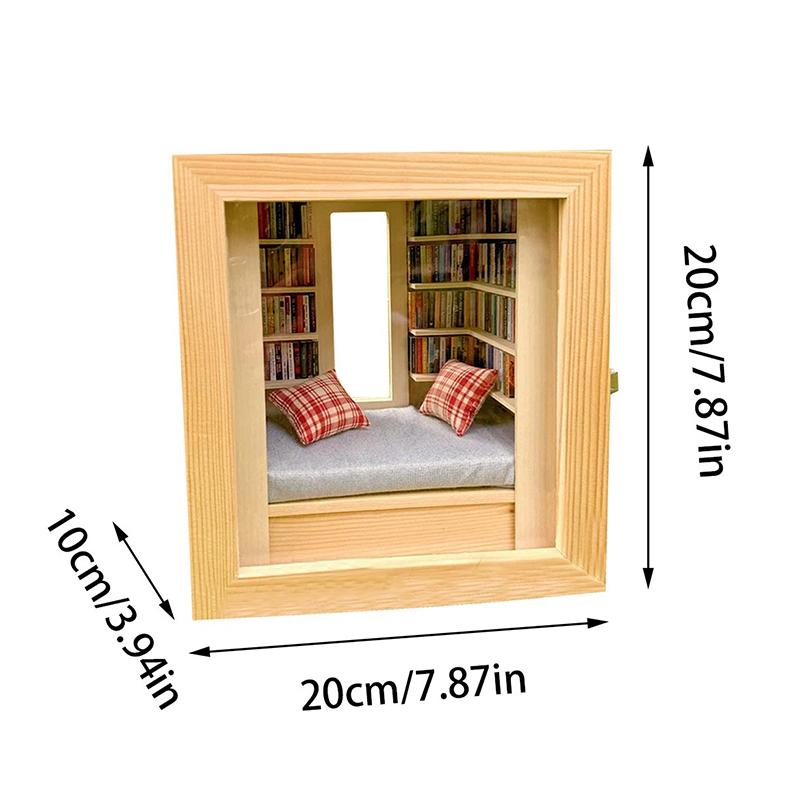 1 Set Miniature Room Decoration Creative Anti-Anxiety Bookshelf Handmade Room Box With Exquisite Wooden Scenes
