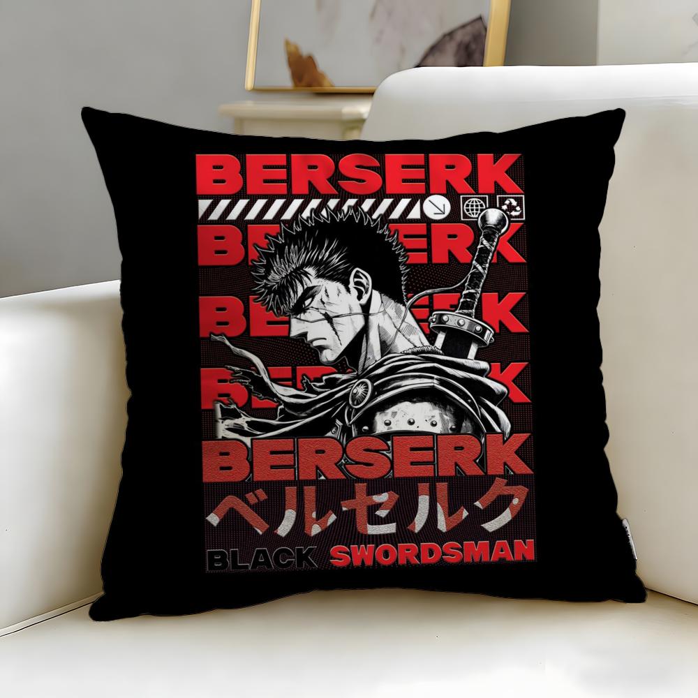 classic anime Berserk Cushion Cover Soft  EasyWash Pillow Case  Versatile for Couch Bed Travel and Office