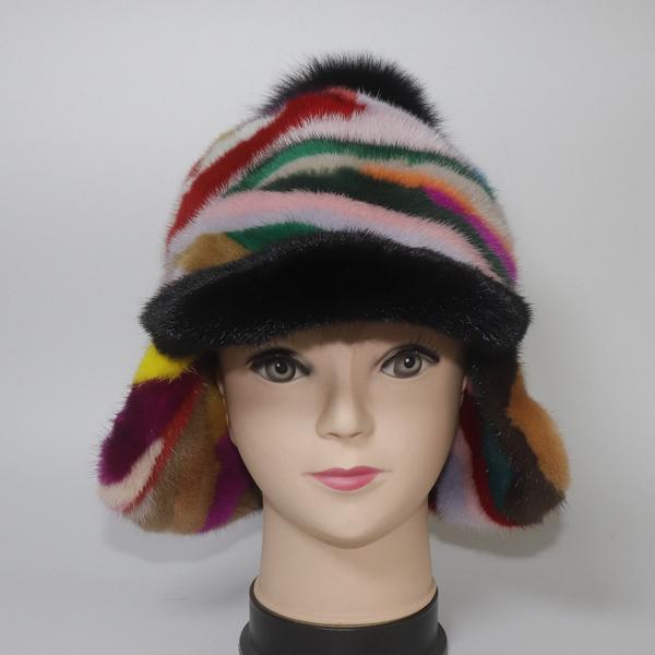 

Новая женская зимняя бейсболка из натурального меха, натуральная теплая норковая шапка, женская толстая качественная шапка из натурального меха норки Adjustable