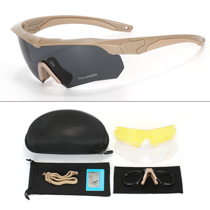 In-Stock Black CS Tactical Polarized Anti-UV Shooting Goggles - Windproof, Sandproof Outdoor Sunglasses.