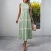 Sleeveless Women's Dress Casual Flowy A-Line Midi Tshirt Dresses With Pockets Crewneck Vocation Boho Beach Sundress