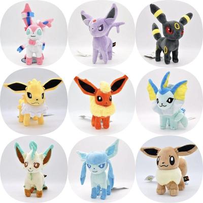 Set Peluche Evoluzioni Eevee Pokemon - Sylveon Sole e Luna Originale Vaporeon Flareon Leafeon