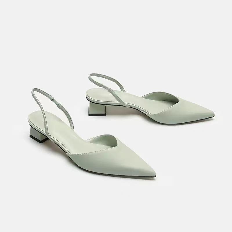 Baotou Sandals Women's New Summer Simple Pointed Square Heel Sandals Women's High Heel Strap Fashion Shoes