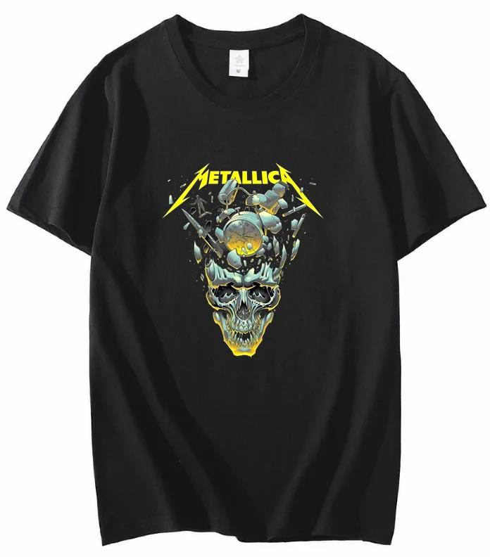 Unisex Metallic Band Retro Metal Ready Hell Tour Black T-Shirt WoUnisex Tops T-Shirt Harajuku Casual MEOWTALLICA Top Unisex