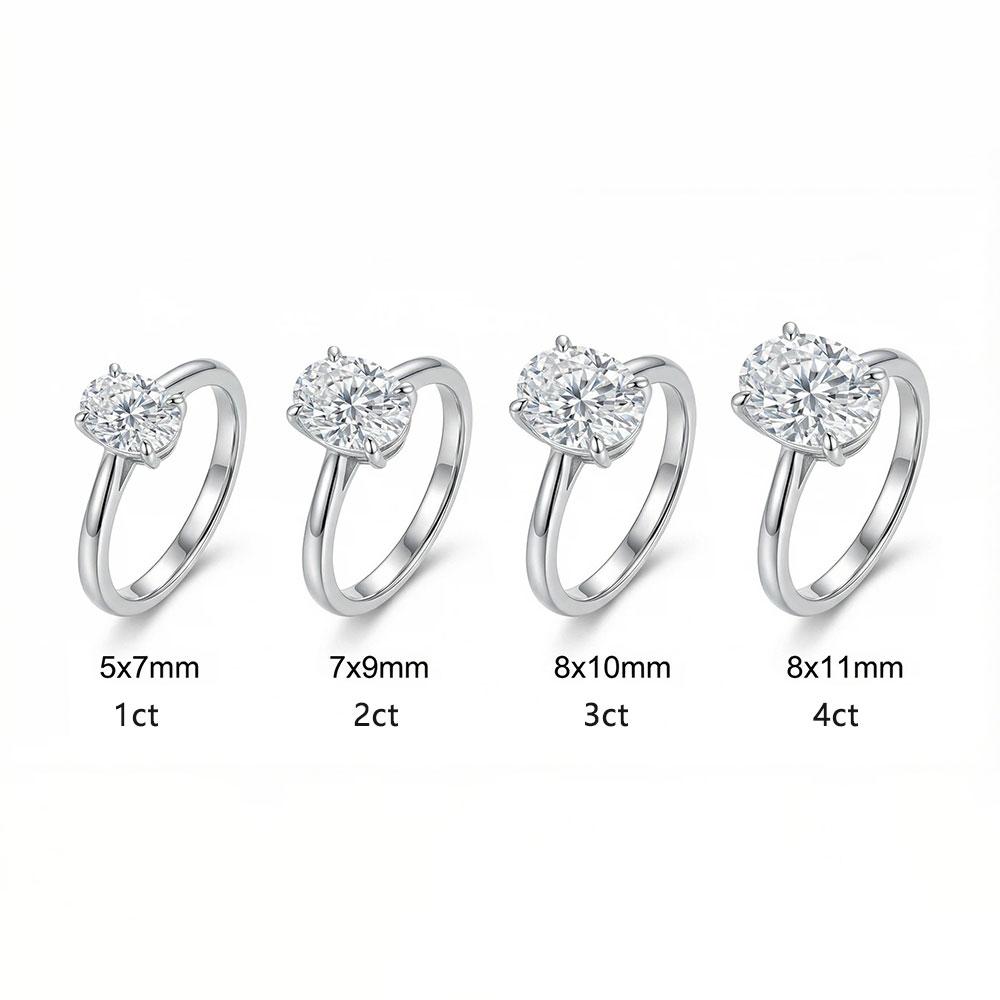 KNOBSPIN Anelli Ovali Taglio Moissanite 1-4CT per Donne Gioielli con Diamanti Certificati GRA Anello di Fidanzamento Matrimonio in Rame