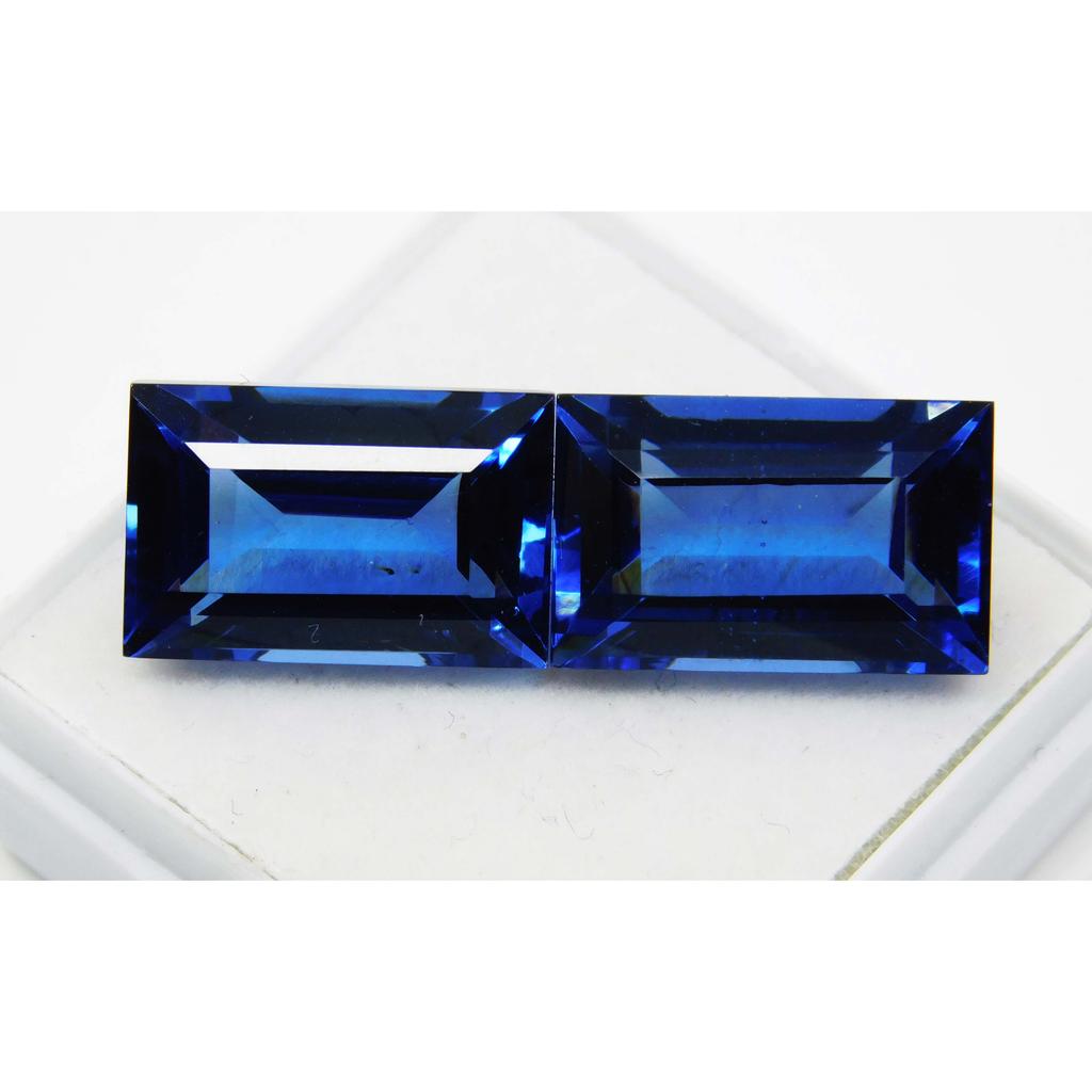 Sri Lankan 21Ct Natural Blue Sapphire Baguette Cut Loose Gemstone PAIR