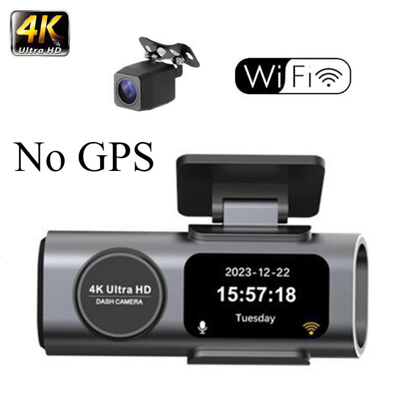 

4K двойной объектив для вождения, сверхширокоугольный видеорегистратор высокого разрешения, ночное видение, Wi-Fi, передняя и задняя двойная запись, GPS-запись в автомобиле WiFi - without GPS