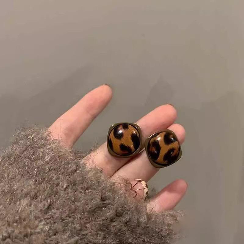 Майяр квадратные серьги с леопардовым принтом женские осенне-зимний дизайн пусеты ретро темперамент уши
