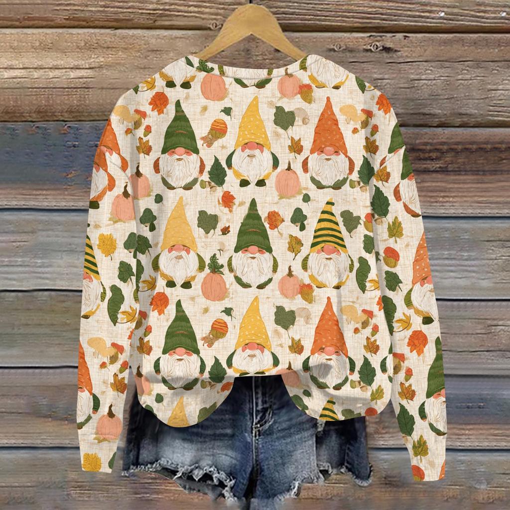 Women's Casual Long Sleeve Christmas Print Neck Pullover Sweatshirt