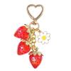 Strawberry Keychain For Women Girls Bag Pendant Accessory Gift Resin Daisy Floral Charm Keyring Backpack Accessories