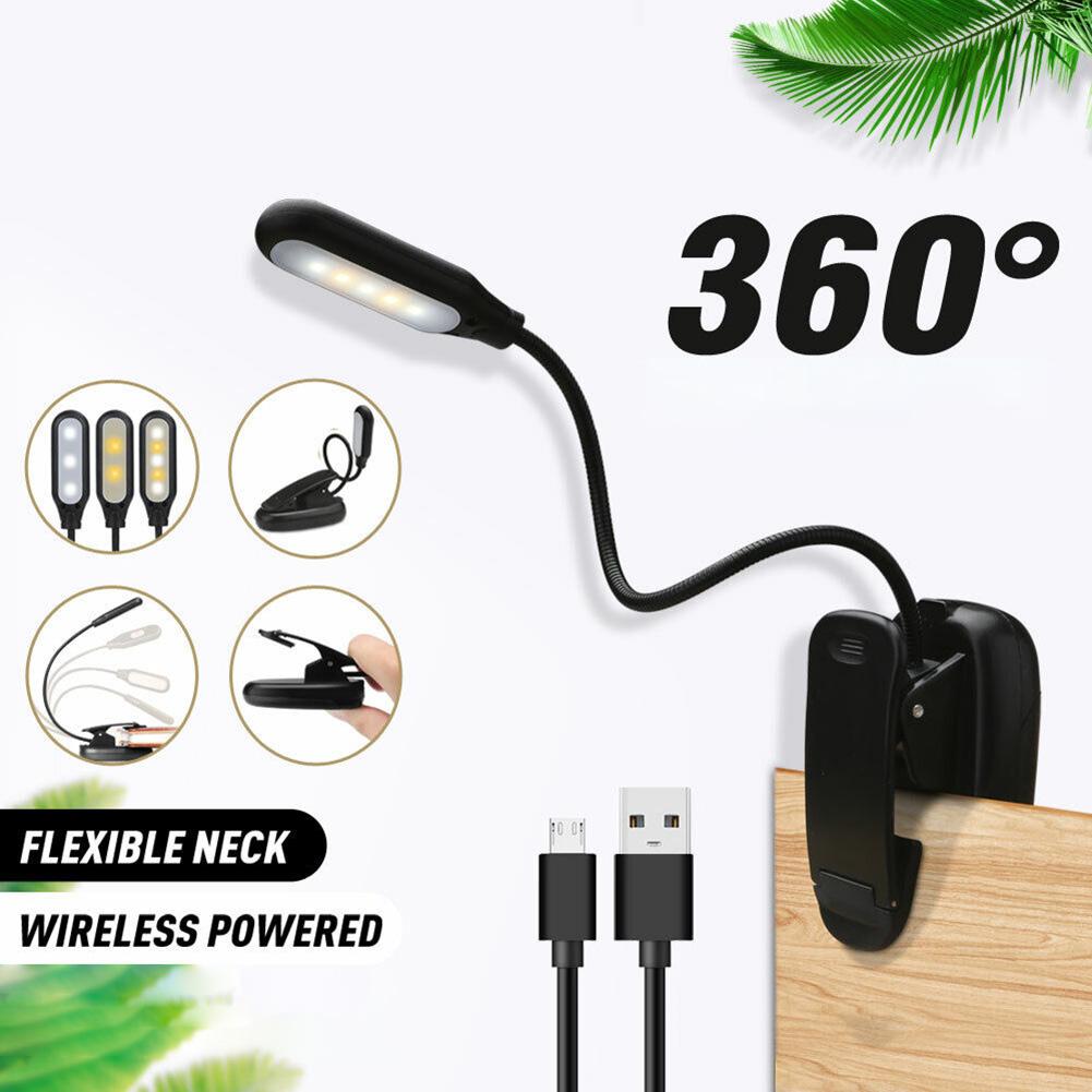 Lampă LED pentru cărți Luminozitate pe 3 niveluri Gât flexibil 360°
