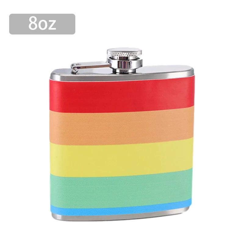 Rainbow Stainless Steel Hip Flask 6 7 8oz Outdoor Portable Flask for Alcohol Vodka Whiskey Wine Bottle Bridesmaid Gift
