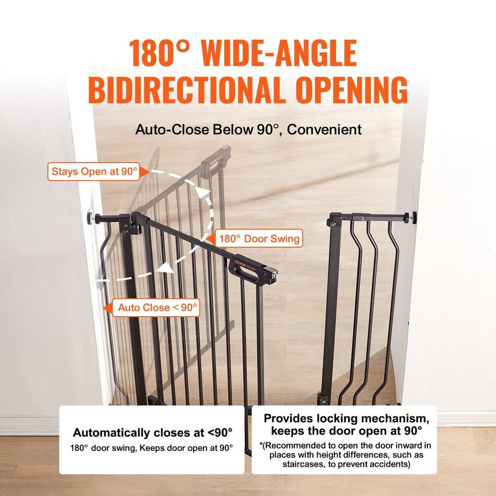 Baby Gate, 29.5"-39" Extra Wide, 30" High, Dog Gate for Stairs Doorways and House, Easy Step Walk Thru Auto Close Child Gate Pet Security Gate with