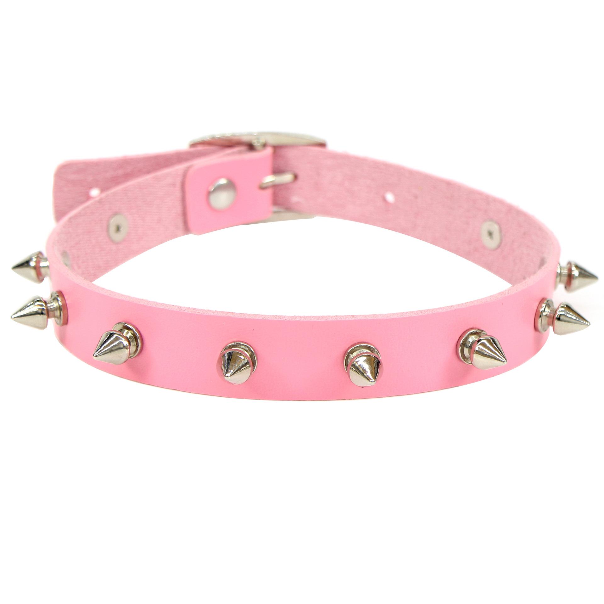 

Punk Rock Rivet Collar Women Wear At Daily Parties Christmas Carnival Gifts Fashion Performance Accessories розовый