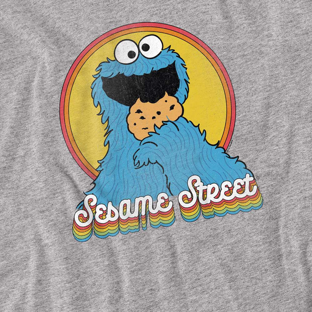 Sesame Street Unisex Adult Cookie Monster Layered Heather Long-Sleeved T-Shirt