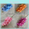 Fleur Artificielle Orchidée Daim Pêche 8 Têtes Pour Décoration de Table de Mariage Intérieur de Maison