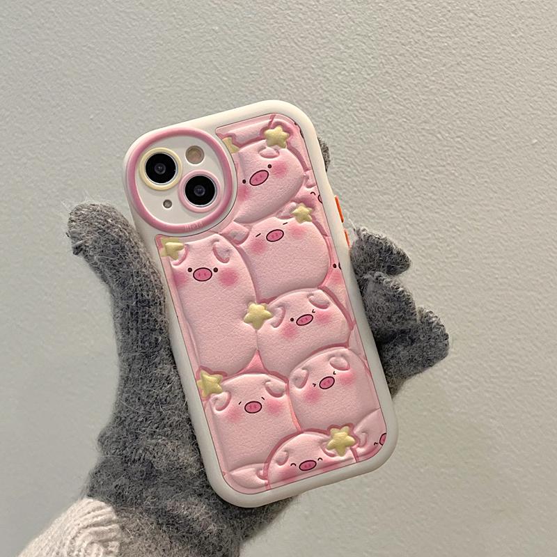 Husă de porc roz drăguț pentru Iphone 14 Pro Max 13 11 12 14 Plus Husă de protecție din piele PU de moda Funda din silicon moale de desene animate