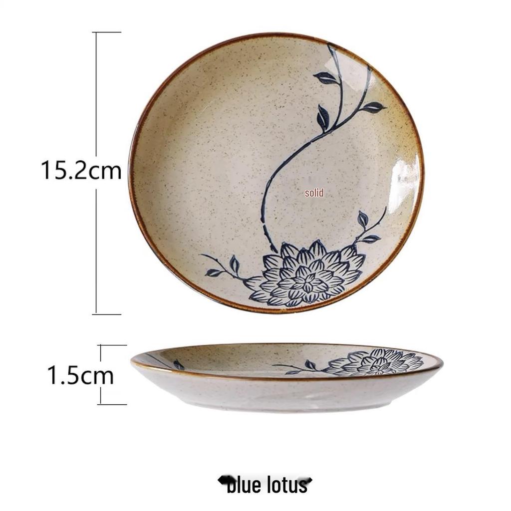 Hand-Painted Retro 6-Inch Round Ceramic Plate - Bone Dish, Spittoon, Tea Snack, Dried Fruit, Small Snack, Pastry Plate.