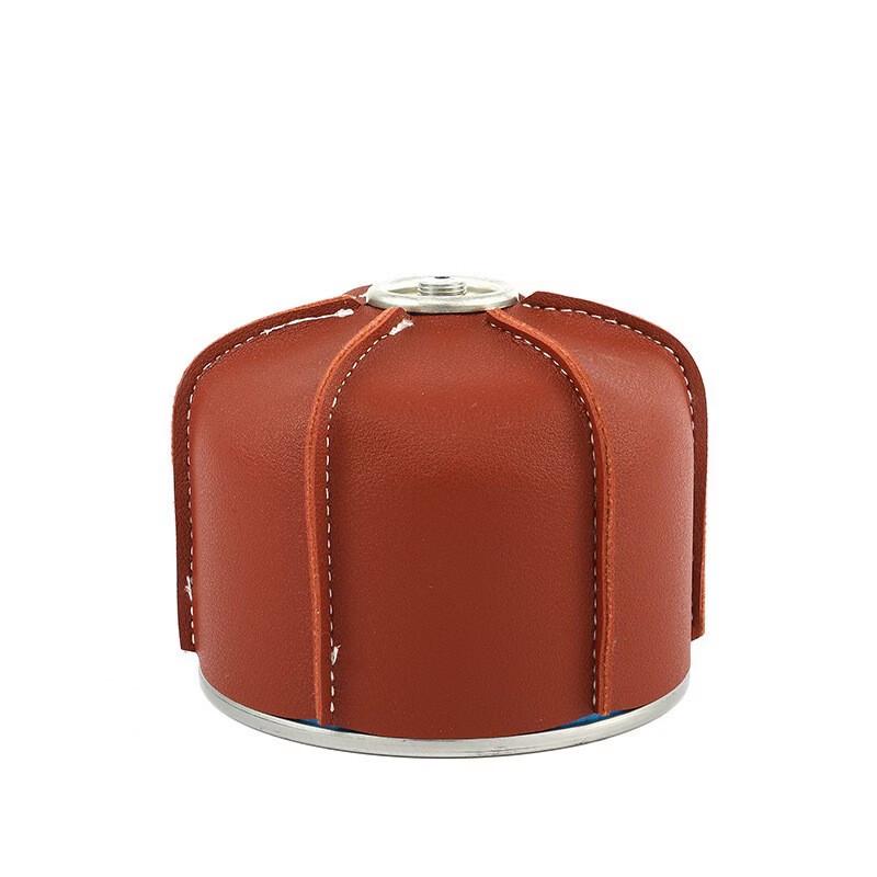 Outdoor Camping Flat Gas Canister Leather Cover