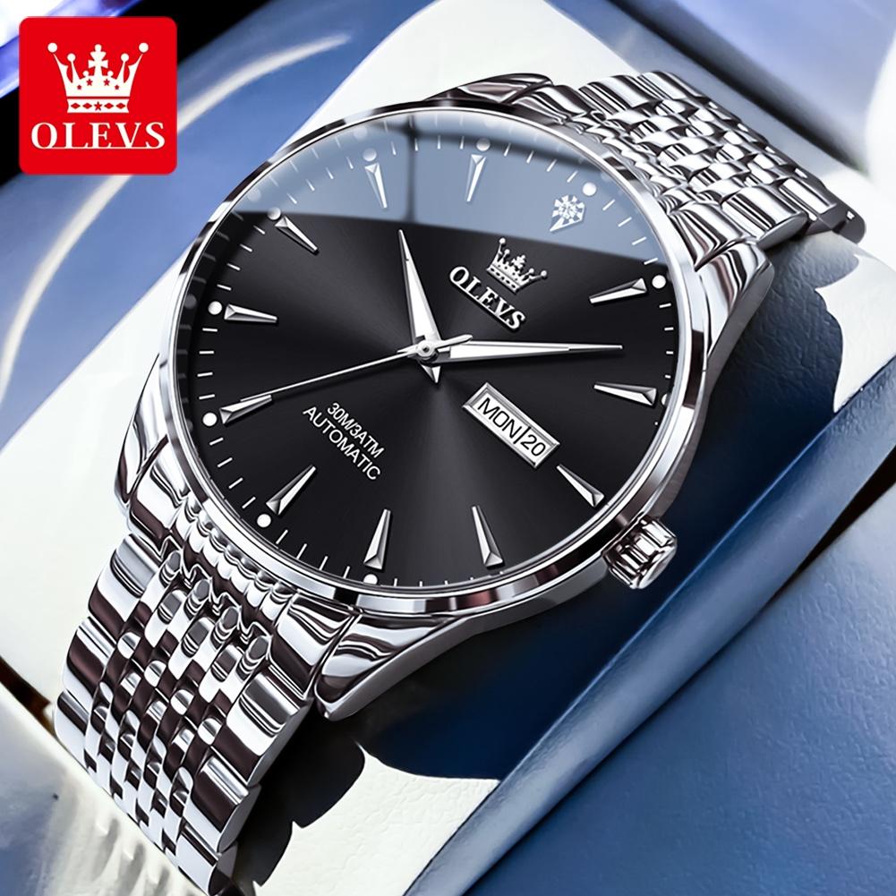 OLEVS 6635 Herrenuhr Automatikwerk Mechanische Armbanduhr Kalender Original Echte Uhr