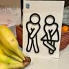 2D Flat Funny Bathroom Signs Restaurant Hotel Cafe Restroom Door Decor  for Men Women