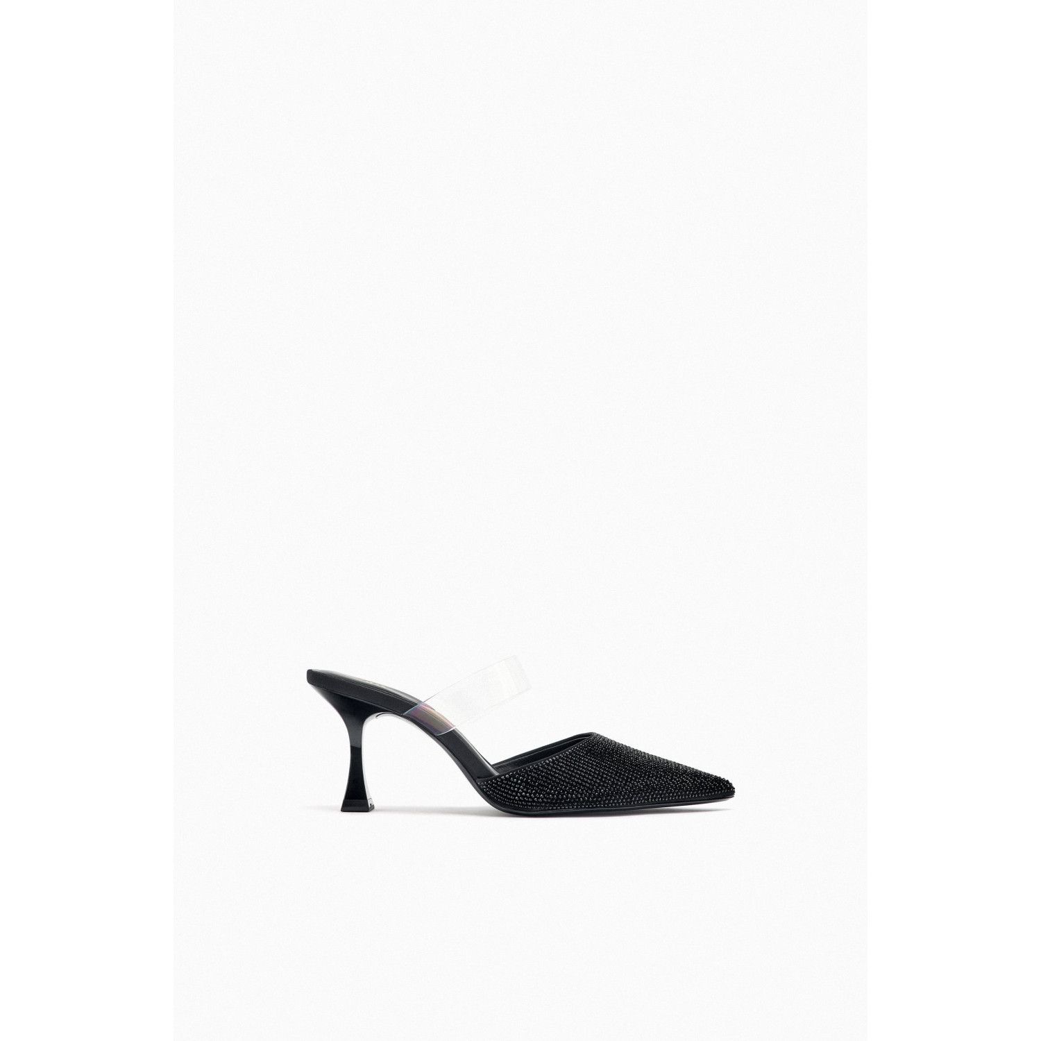 

HEELED MULES WITH RHINESTONES