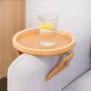 Natural Bamboo Sofa Side Table Tray for Snacks and Drinks