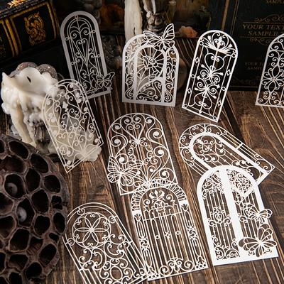 10 Fogli Adesivi Ritagliati per Porte e Finestre Stile Vintage, Forme Irregolari a Tema Fantasy Multicolore, Autoadesivi Per Artigianato Fai-da-Te Scrapbooking