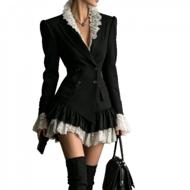 Temperament Commuter Long Sleeve Dress Color Block A-Line Mid-Length Women 2026
