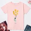 Camiseta Feminina Estampa Astronauta Criativo Puxando Balão de Estrela Bonita Tamanho Plus Verão Manga Curta Camiseta Senhoras