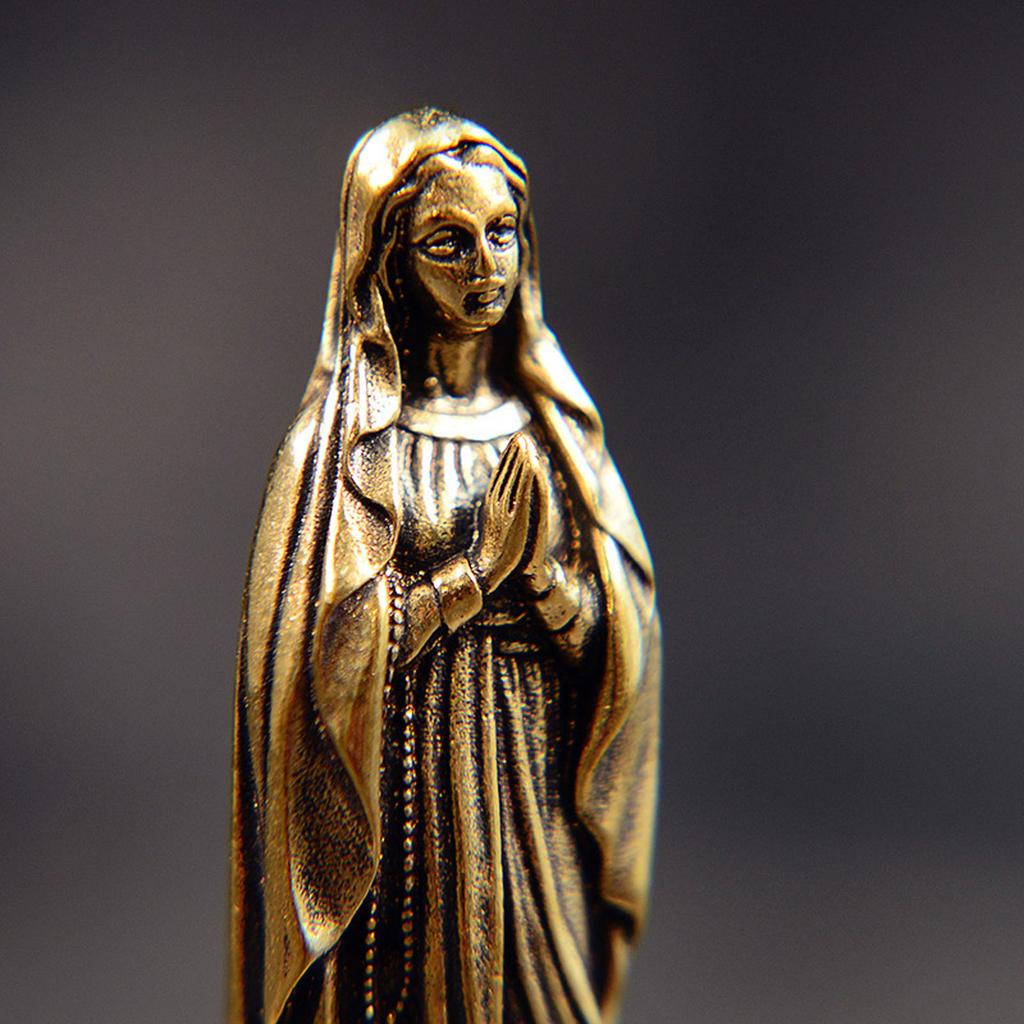 Retro Brass Statue Of The Mary, European And American Figure Copper Carving Religious Statue Handicraft