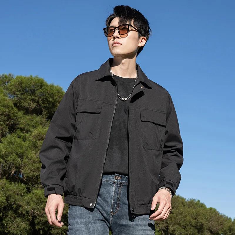 American Workwear Jacket Loose Fit Men's Coat Stand Collar Casual Outerwear Versatile Spring Autumn New Style Plus Size