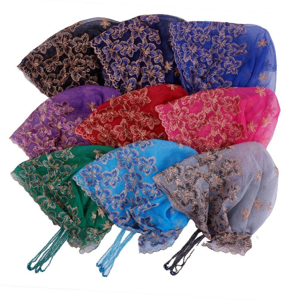 Floral Pattern Lace Headband Cap Elegant Daily Hair Covering New Embroidered Hair Cap Daily Wear