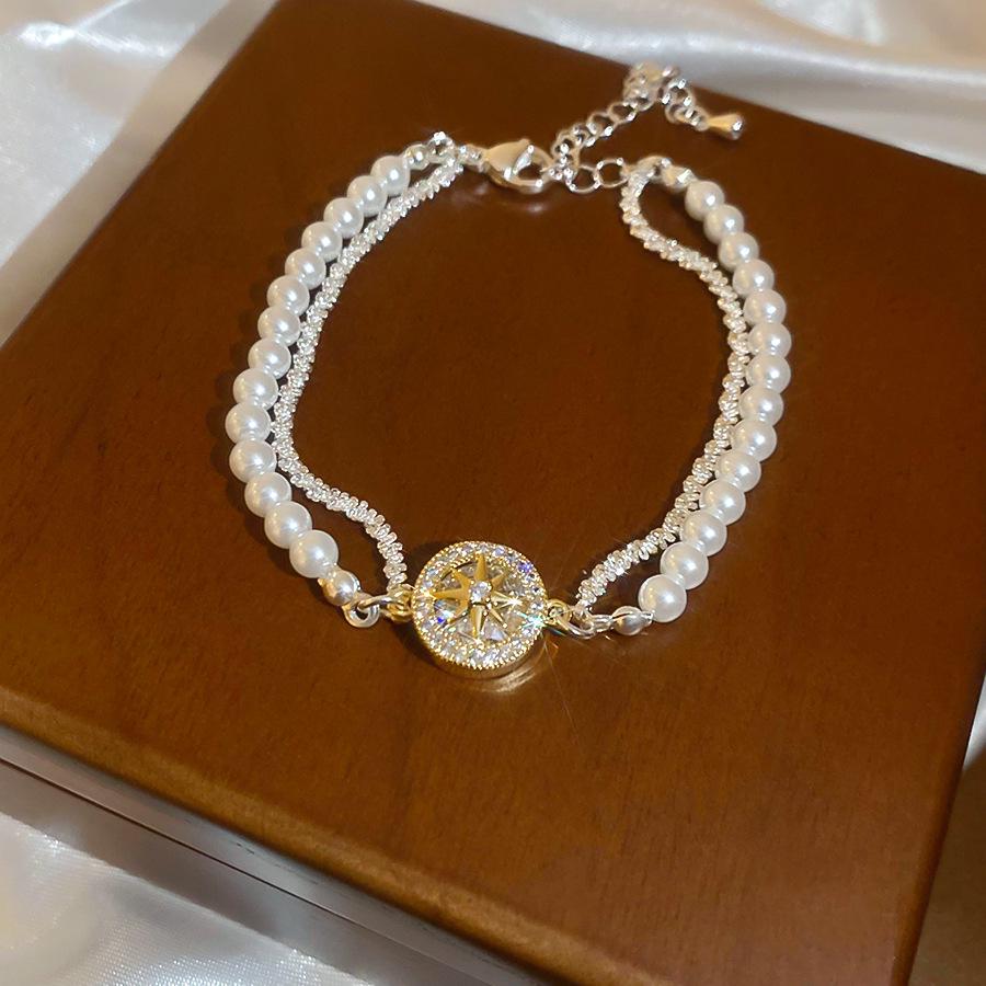 Brățară cu șnur cu perle și zirconiu roz cu strat dublu – Bijuterii de modă elegante și versatile