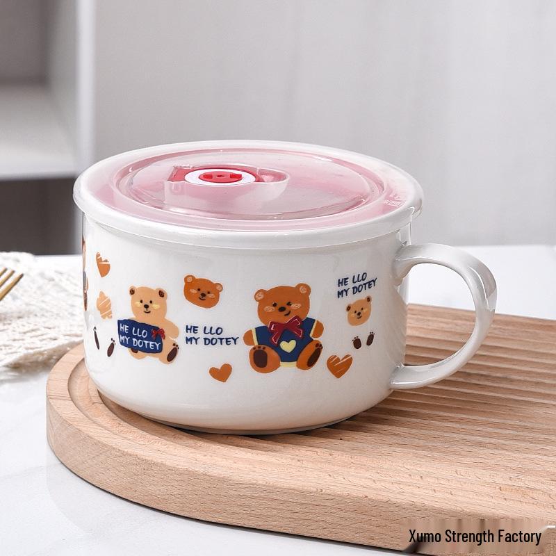 Uszczelniona Ceramiczna Miska na Lunch: Bezpieczny w mikrofalówce z uchwytem - Idealny dla pracowników biurowych