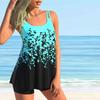 Damen-Badeanzug mit Schultergurt und Blumendruck, Bikini, kurzer Tank-Top-Badeanzug