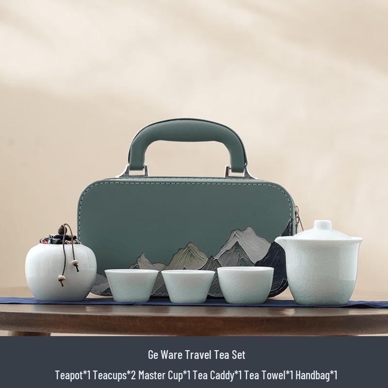 Chaxun Ge Kiln Thousand Mountains Portable Travel Tea Set