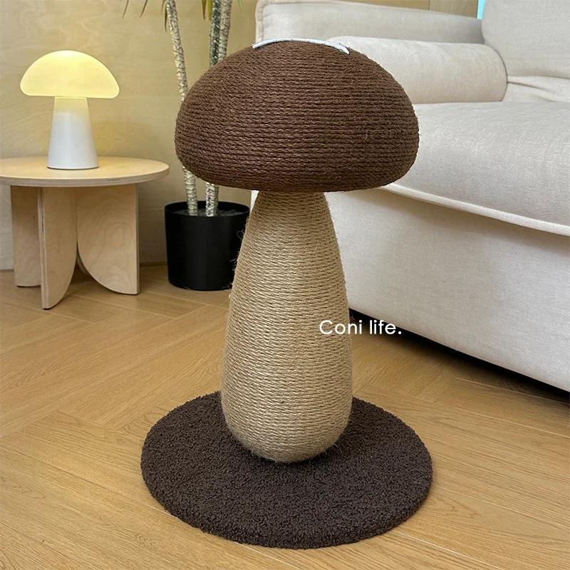 Staand krabpaal voor katten, interactief krabspeeltje, duurzaam kattenspeelgoed, slijtvast sisal krabspeeltje met shiitake-paddenstoelmotief.