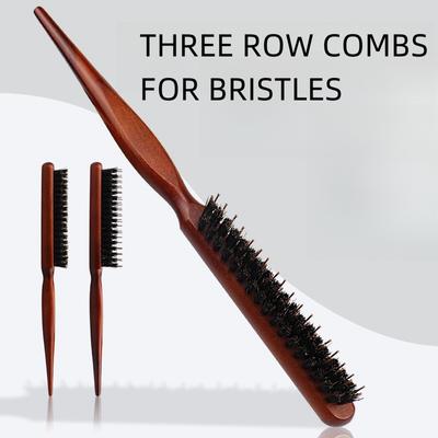 Professional Salon Teasing Back Hair Brushes Boar Bristle Wood Slim Line Comb Hairbrush Extension Hairdressing Styling Tools DIY