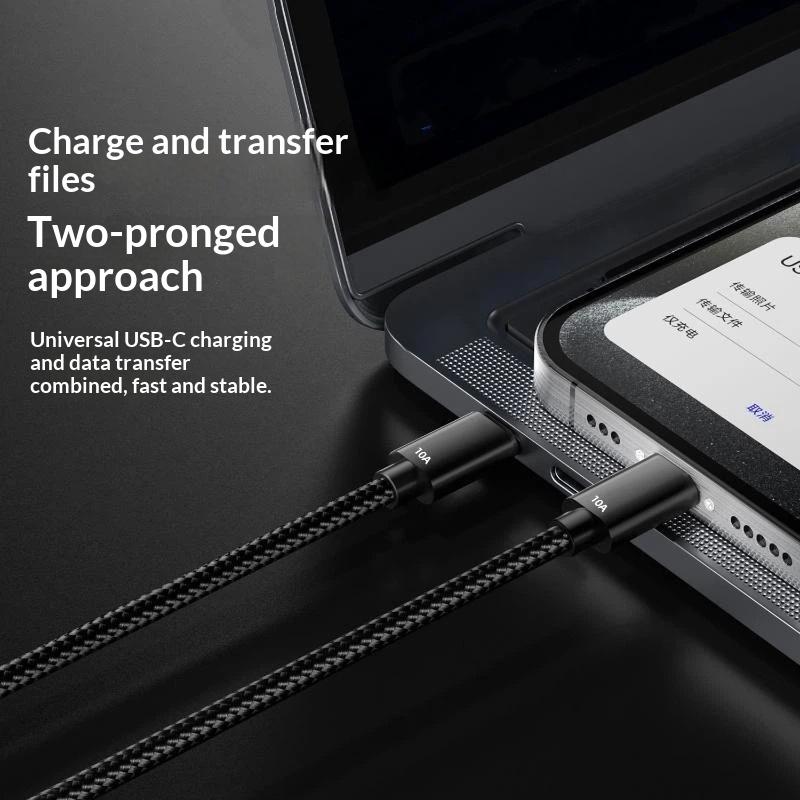 10A 120W Super Fast Charging Cable Type-C Nylon Braided Data Transfer Cord For Phone Laptop