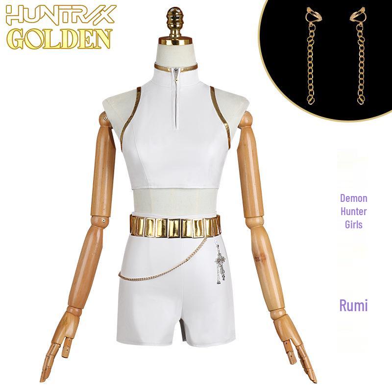 K-POP Demon Hunter Girl Group Cosplay: Rumi, Zoe, & Mira Performance Costumes In White