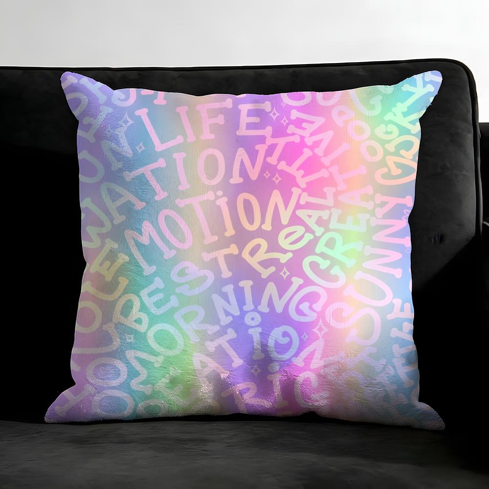 English Letters Fashion Cushion Cover Pillowcase Ultra Soft Skin Friendly Fabric Cloud Like Comfort & Concealed Zipper