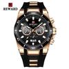 REWARD 83008 Multifunction Quartz Watch Mens Chronograph Luminous Sports 30M Waterproof Silicone Strap Wristwatches for Man