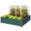 Square Raised Garden Bed Box with Weatherized Steel Frame for Vegetables, Flowers, & Herbs, 120 x 120 x 30cm, Green