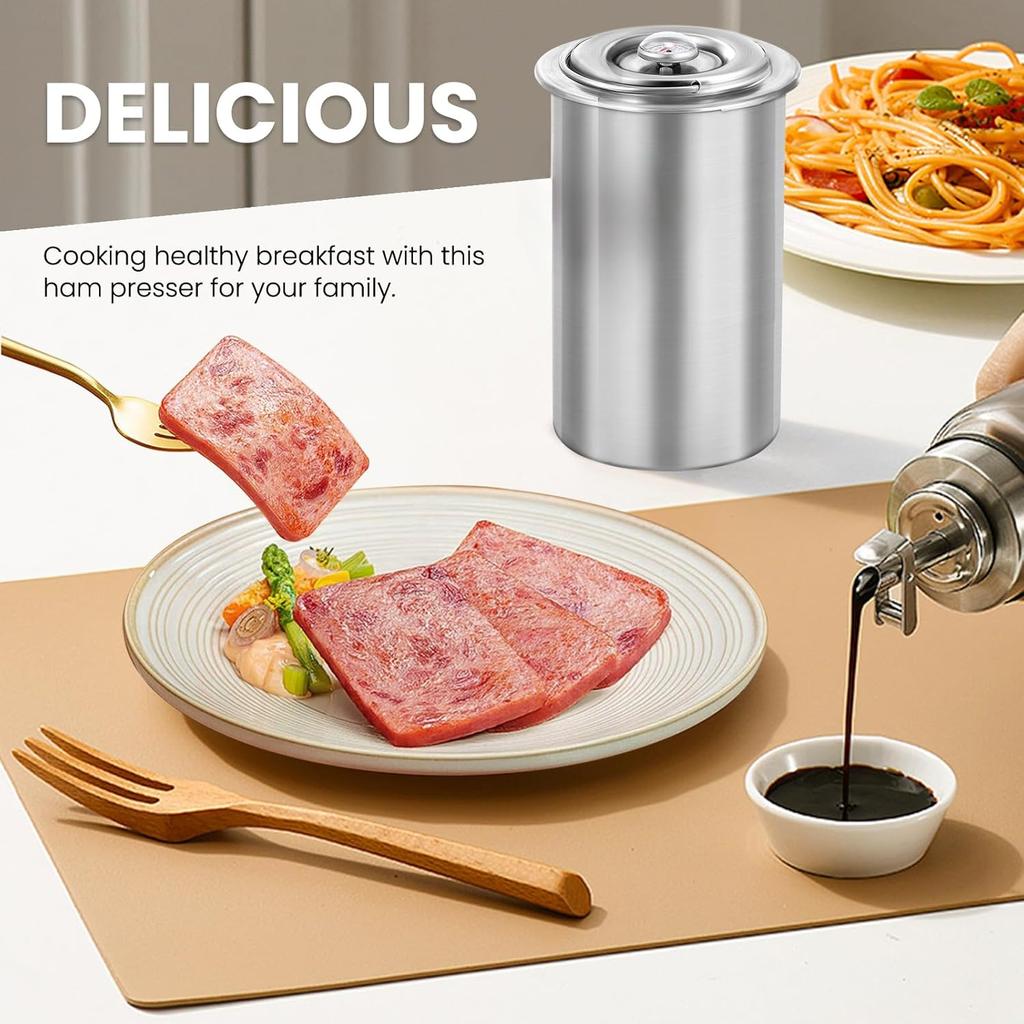 1PC 304 Stainless Steel Bacon Making Set with Thermometer - Easy Homemade Luncheon Meat Pressing Tool