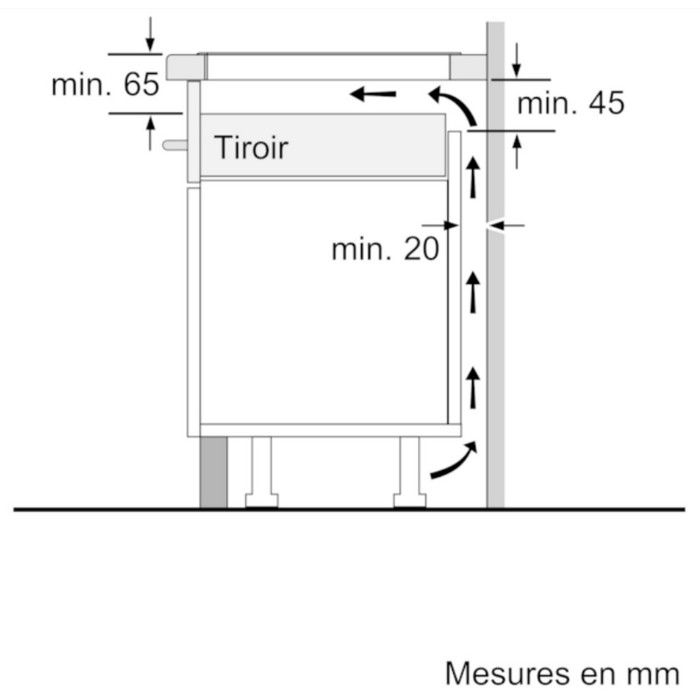 Table induction 60 cm - Bosch Série 2 - 3 foyers - Noir - Touch Select - H5,1 x L59,2 x P52,2 cm - PUC611AA5E