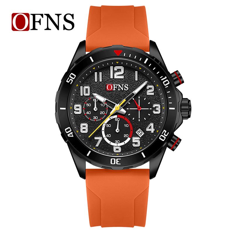 Ofns Luxury Quartz Watch: Luminous, Rotating Bezel, Waterproof & Single Calendar - Men's Business Wristwatch.