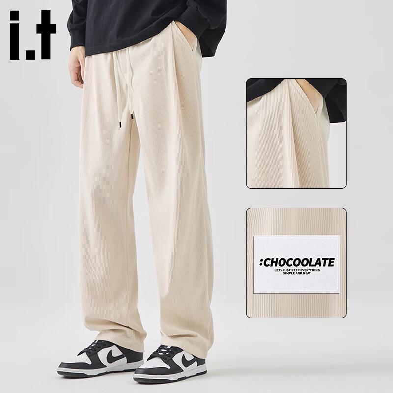 :CHOCOOLATEit Men's Corduroy Fleece-Lined Straight-Leg Pants