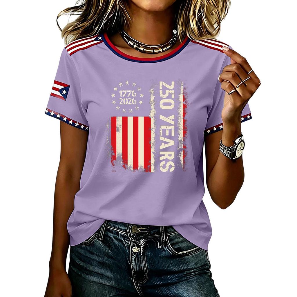 Unisex Lässiges Kurzarm Grafik-T-Shirt mit 250 Jahre Aufdruck Rundhalsausschnitt Bequeme lockere Passform für den Alltag